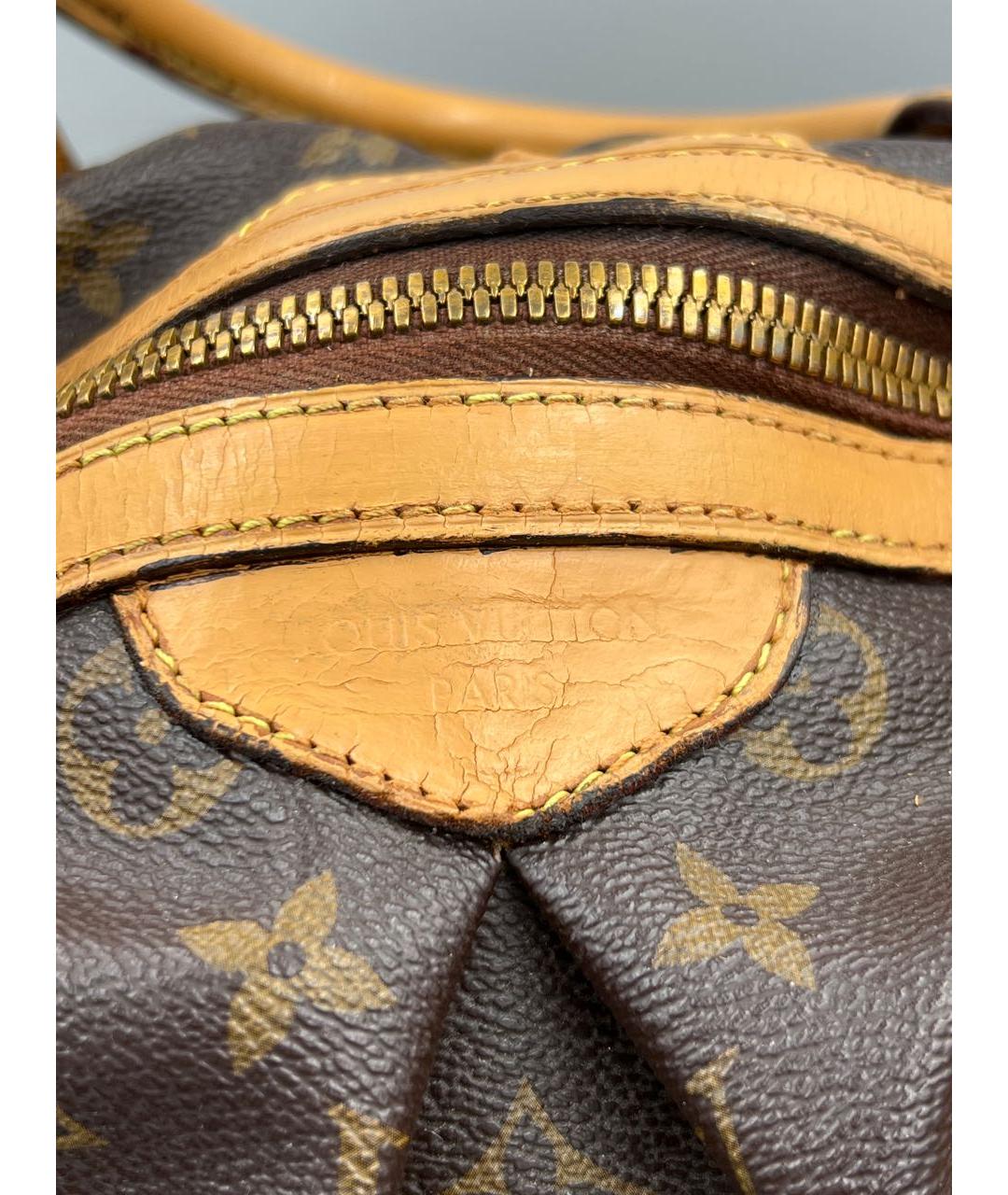 LOUIS VUITTON Коричневая кожаная сумка с короткими ручками, фото 3