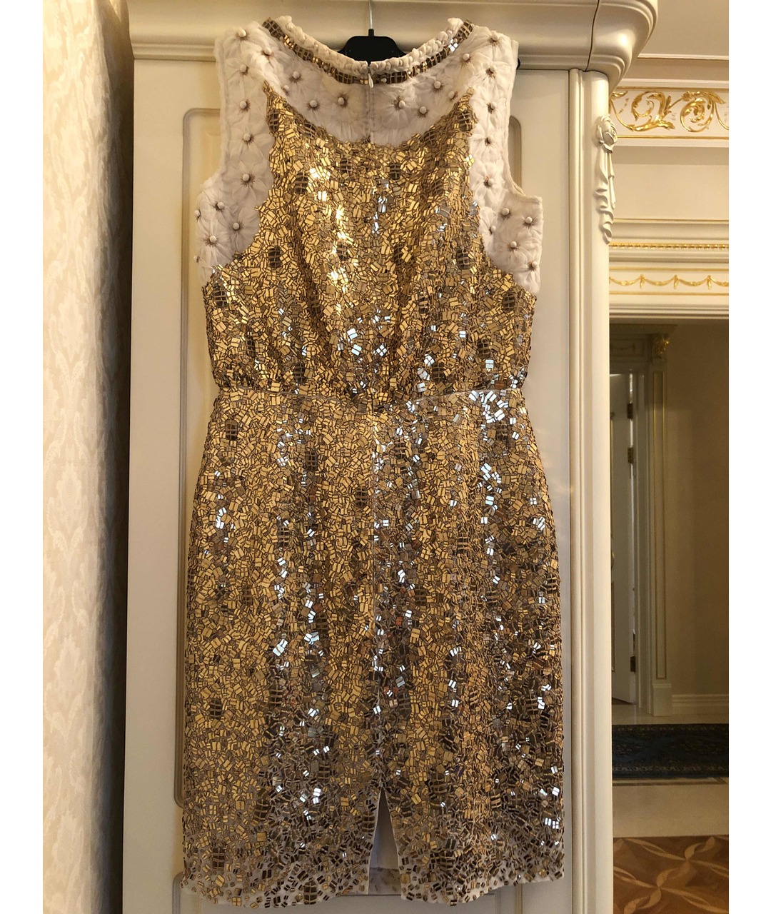 ESCADA Золотое шифоновое коктейльное платье, фото 2