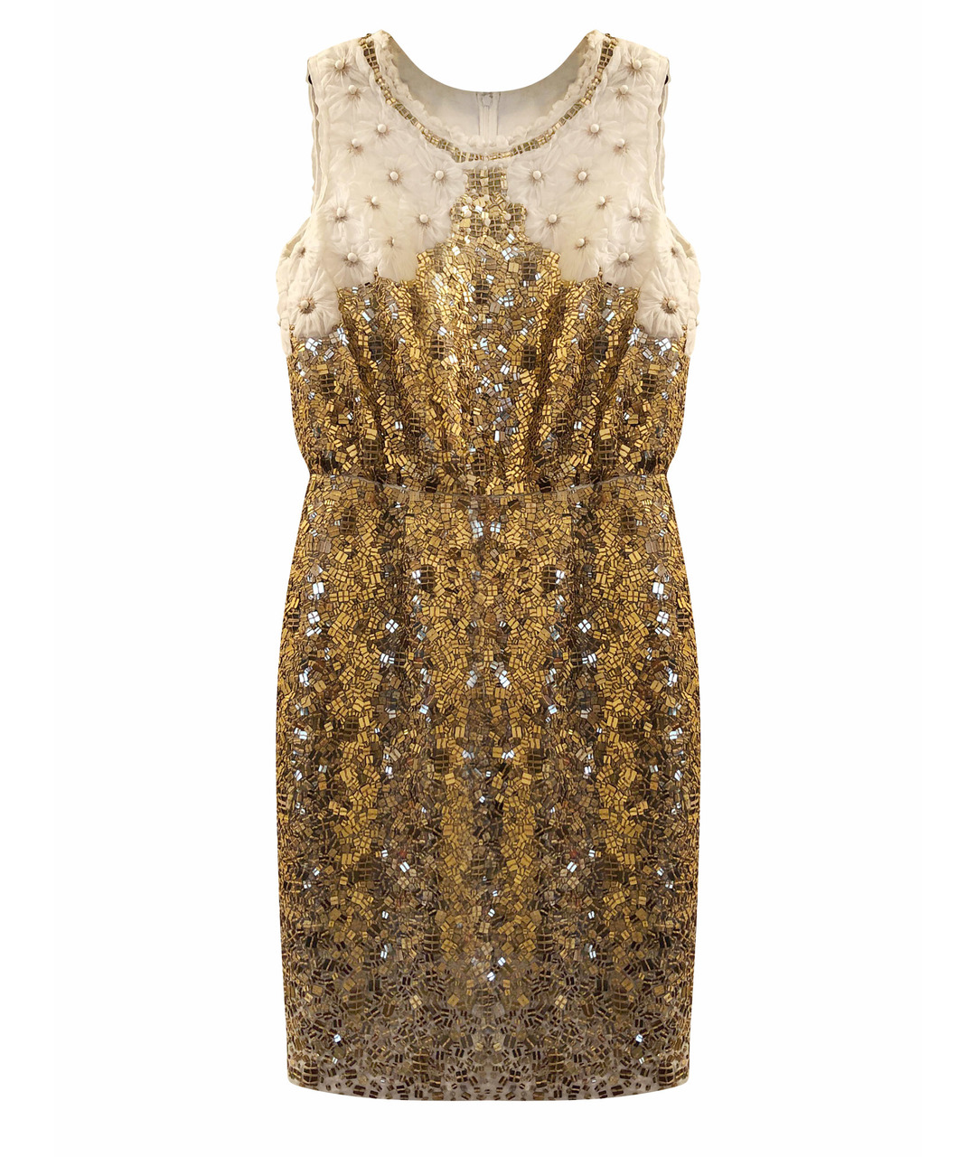 ESCADA Золотое шифоновое коктейльное платье, фото 1