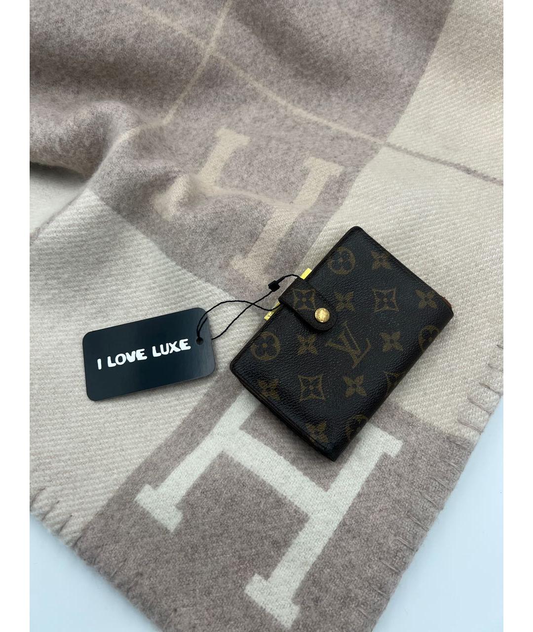 LOUIS VUITTON Коричневый кожаный кошелек, фото 2