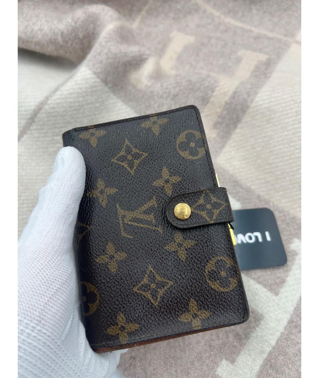 LOUIS VUITTON Коричневый кожаный кошелек, фото 4
