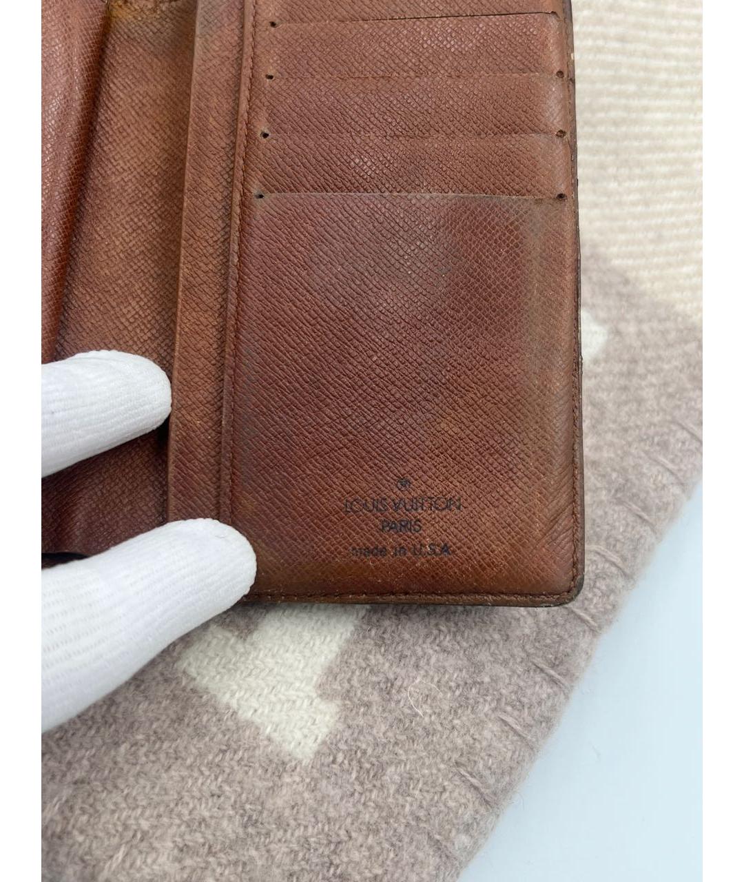 LOUIS VUITTON Коричневый кожаный кошелек, фото 7