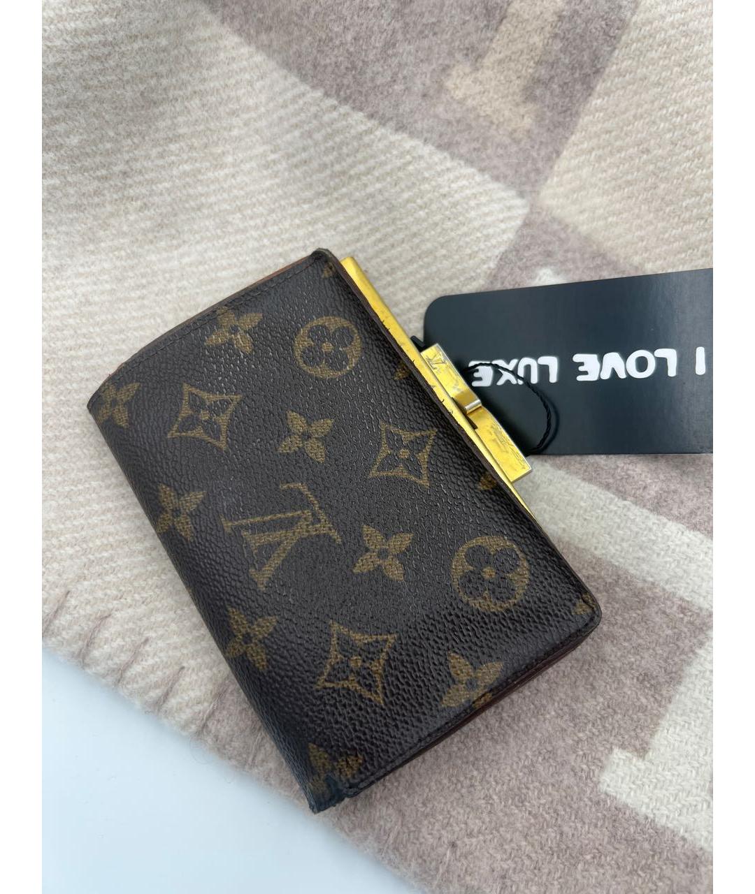 LOUIS VUITTON Коричневый кожаный кошелек, фото 3