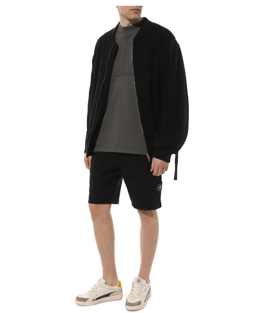 STONE ISLAND Черные хлопковые шорты, фото 8