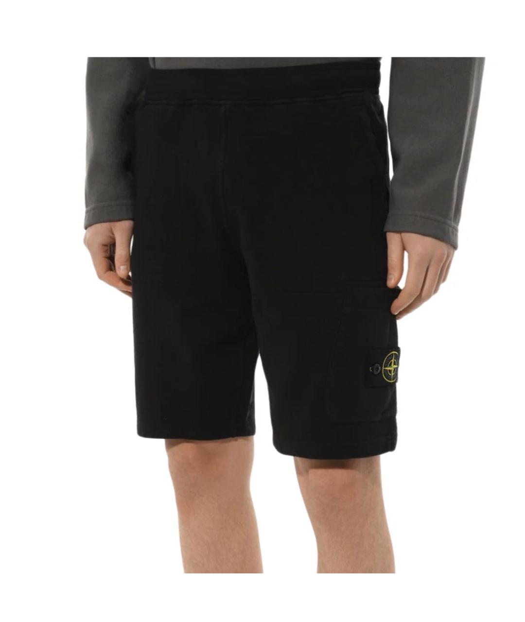 STONE ISLAND Черные хлопковые шорты, фото 7
