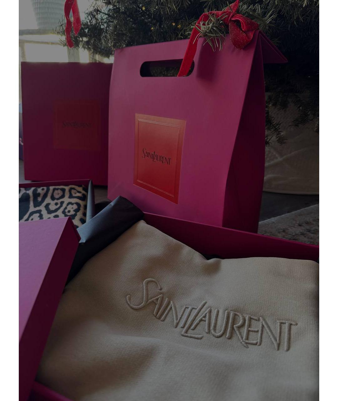 SAINT LAURENT Бежевая хлопковая сумка тоут, фото 2