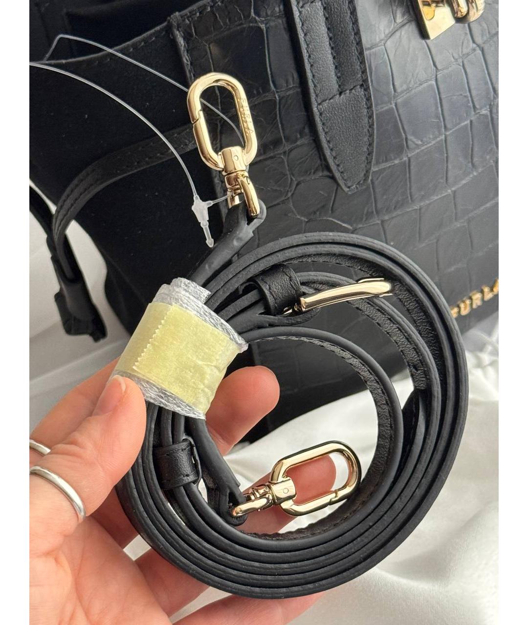 FURLA Черная кожаная сумка через плечо, фото 7