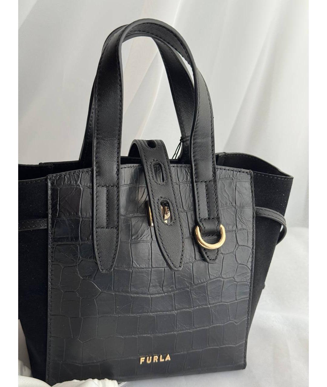 FURLA Черная кожаная сумка через плечо, фото 9