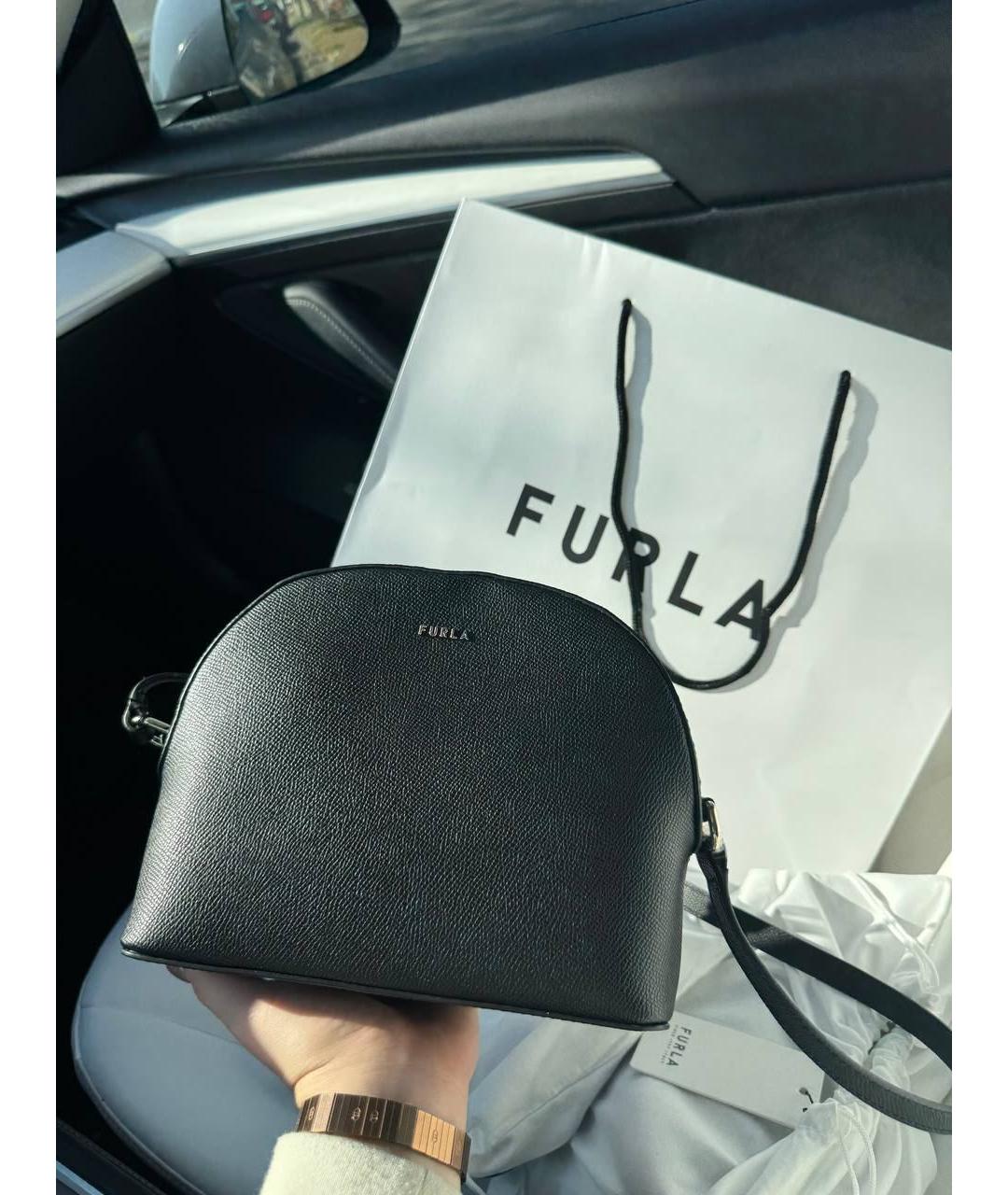 FURLA Черная кожаная сумка через плечо, фото 4