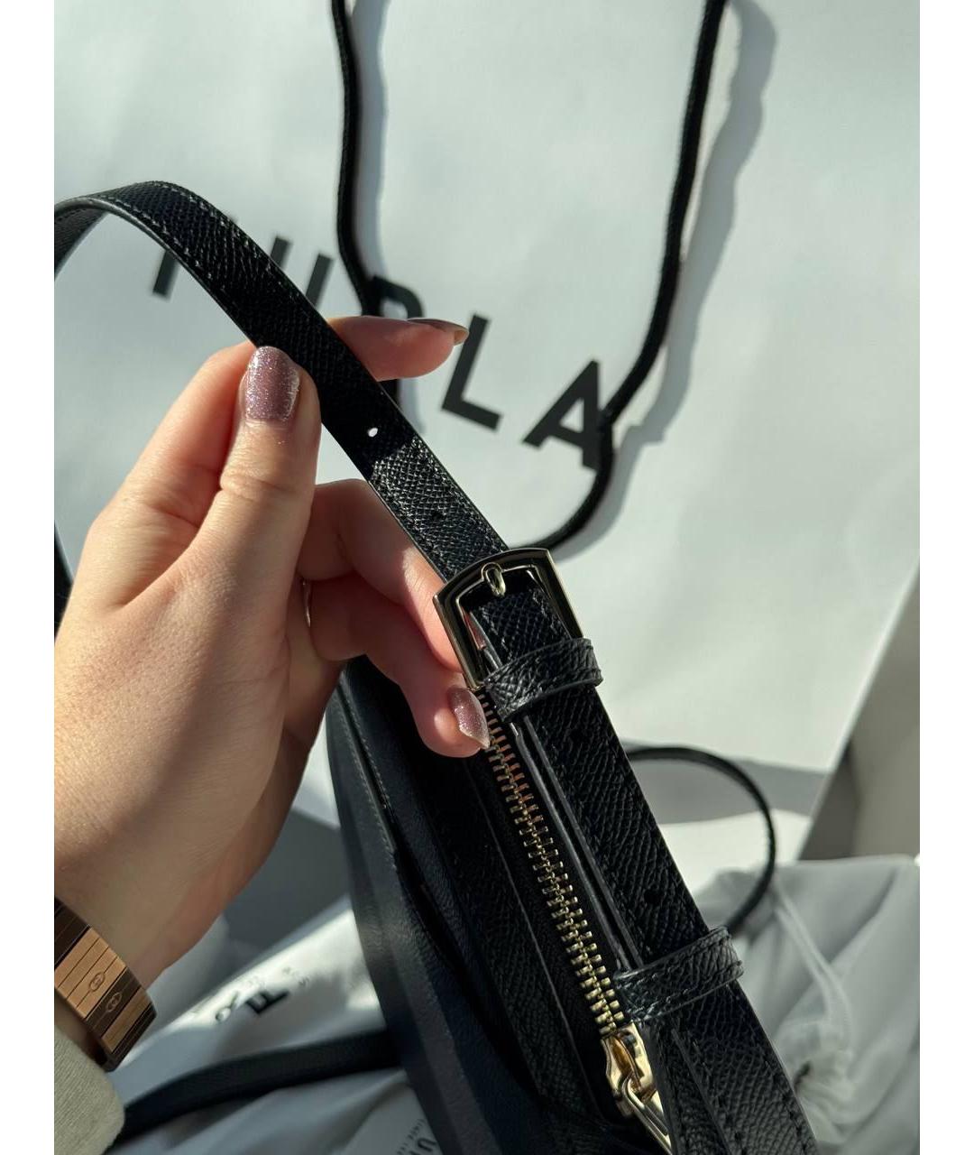 FURLA Черная кожаная сумка через плечо, фото 3