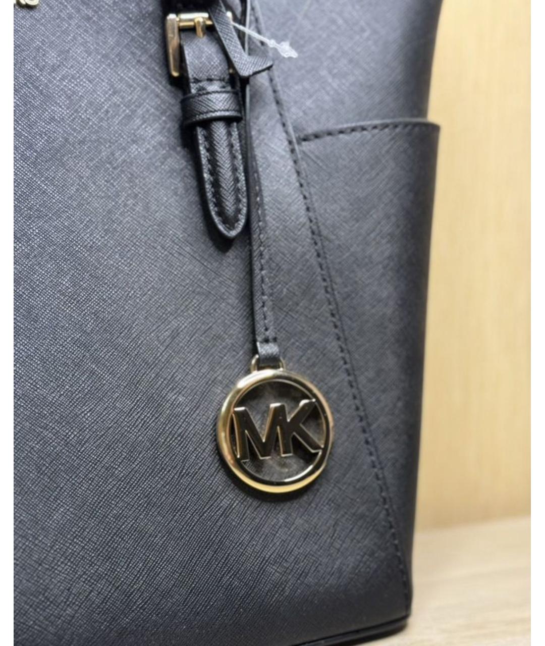MICHAEL KORS Черная кожаная сумка тоут, фото 3
