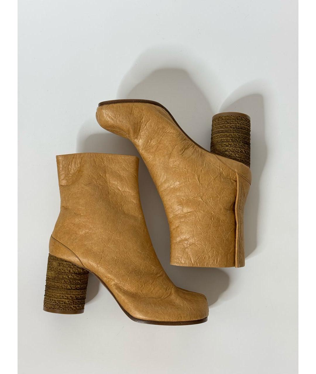 MAISON MARGIELA Бежевые кожаные ботильоны, фото 6
