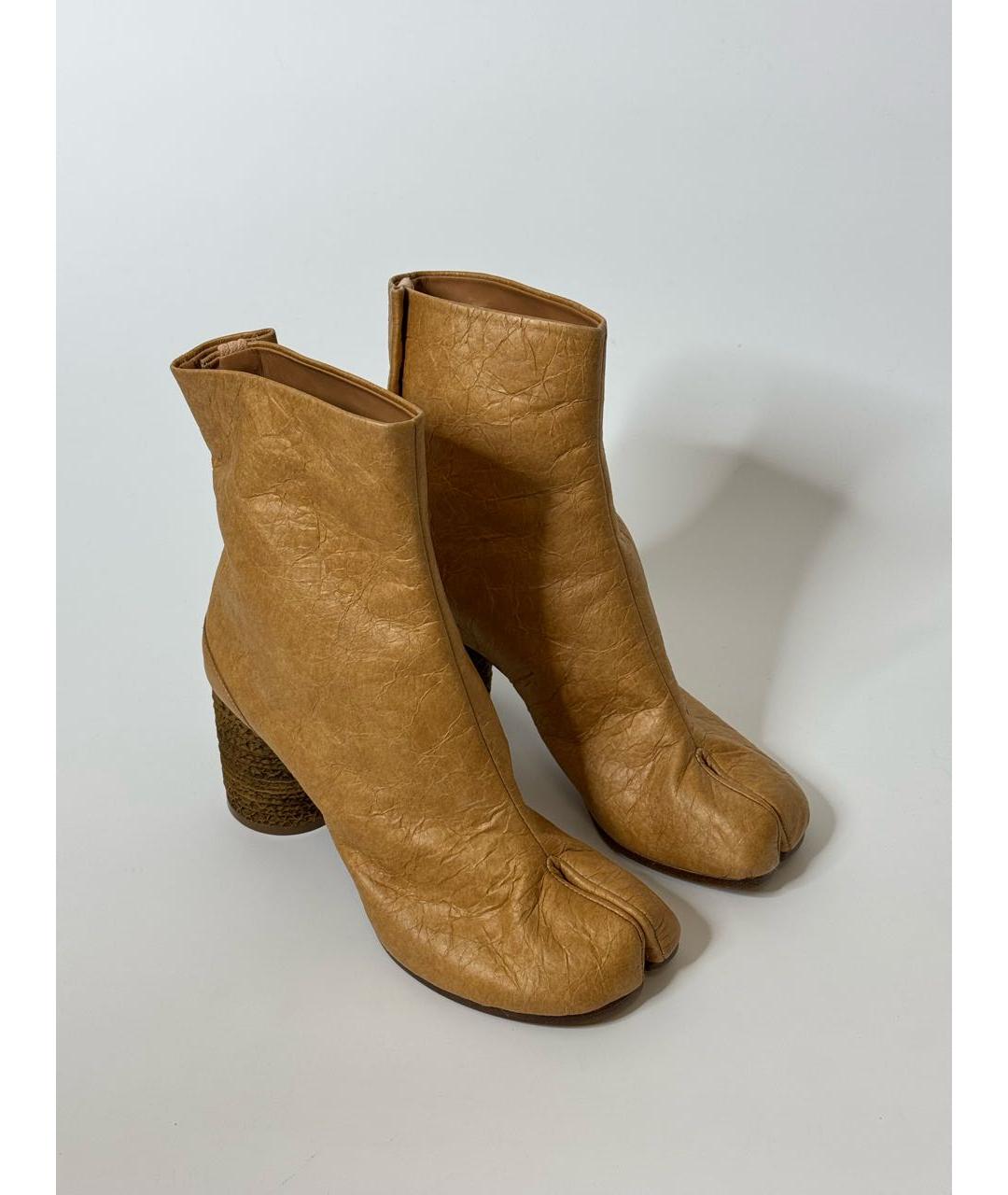 MAISON MARGIELA Бежевые кожаные ботильоны, фото 5