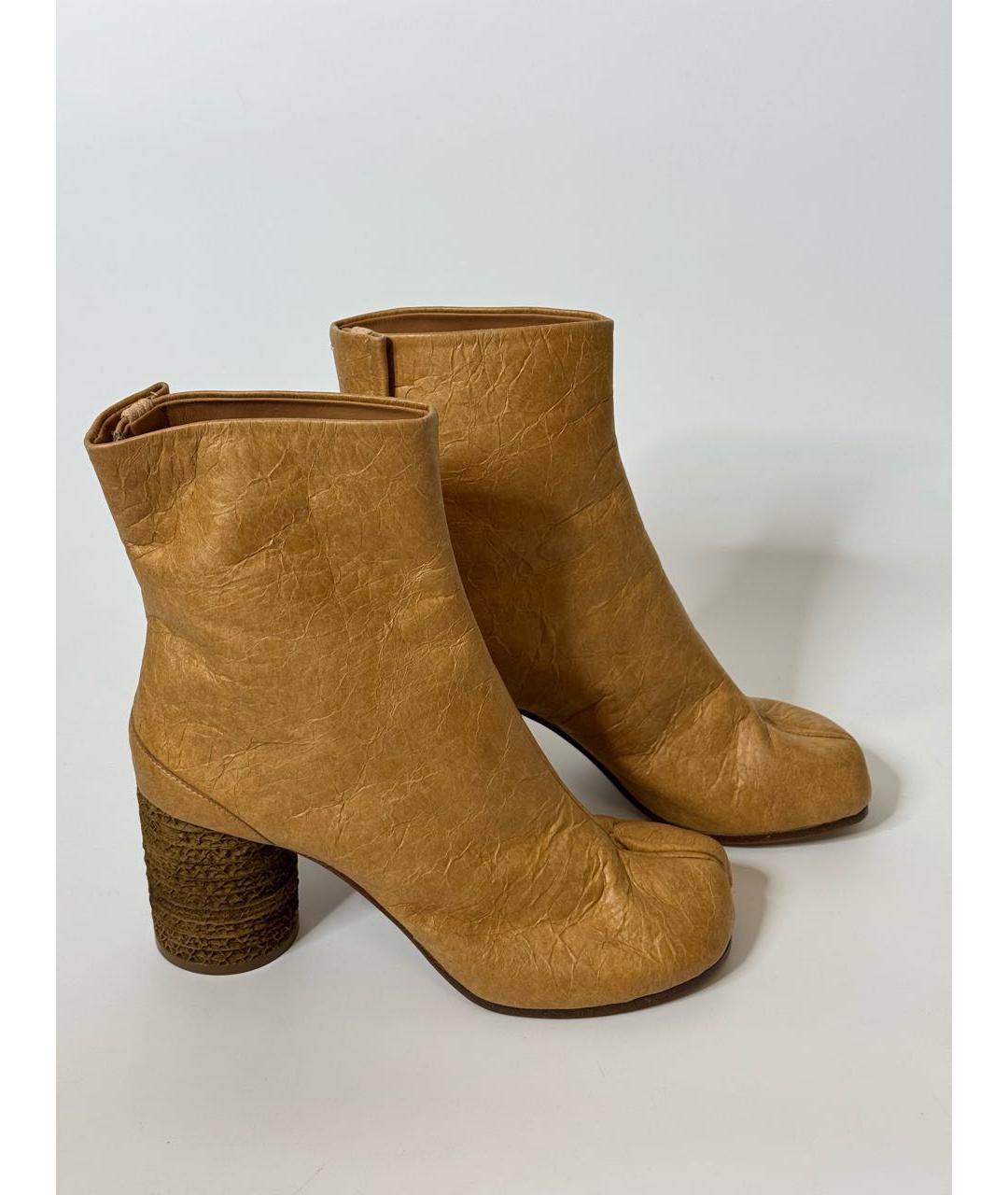 MAISON MARGIELA Бежевые кожаные ботильоны, фото 9