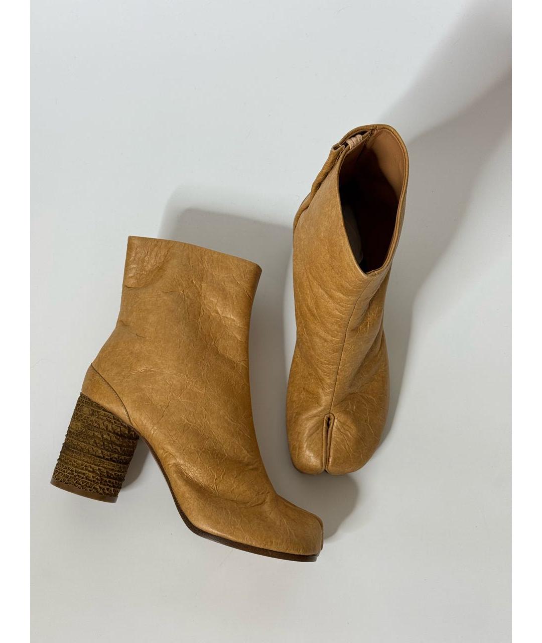 MAISON MARGIELA Бежевые кожаные ботильоны, фото 3