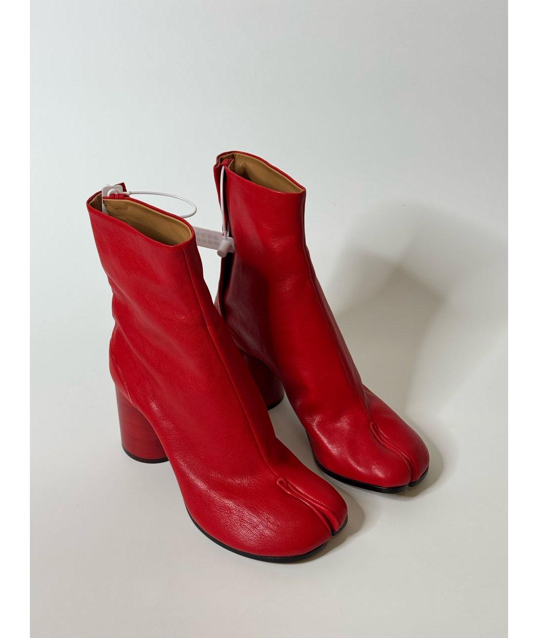 MAISON MARGIELA Красные кожаные ботильоны, фото 2