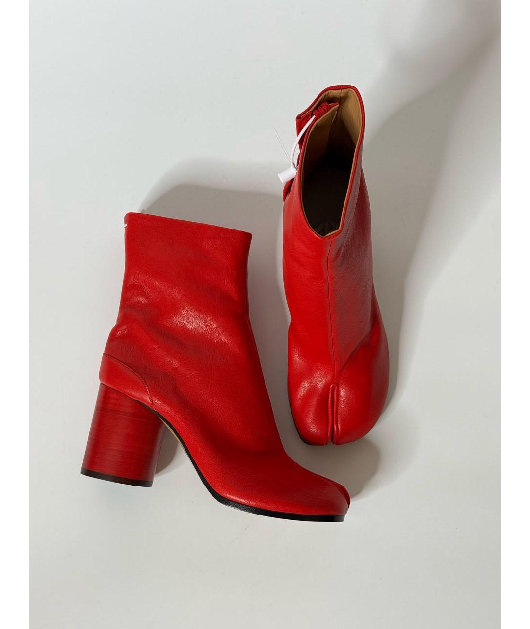 MAISON MARGIELA Красные кожаные ботильоны, фото 8