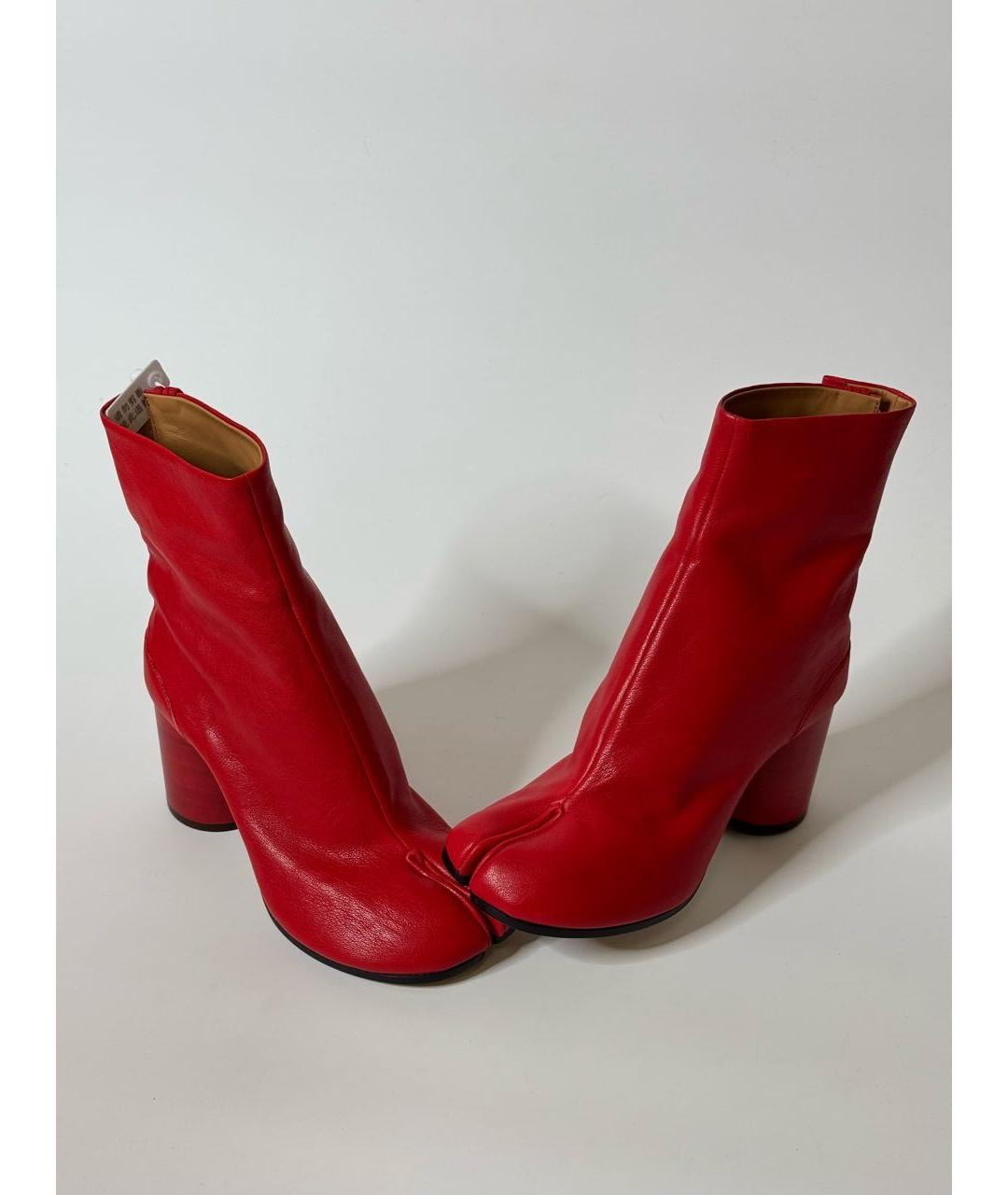 MAISON MARGIELA Красные кожаные ботильоны, фото 7