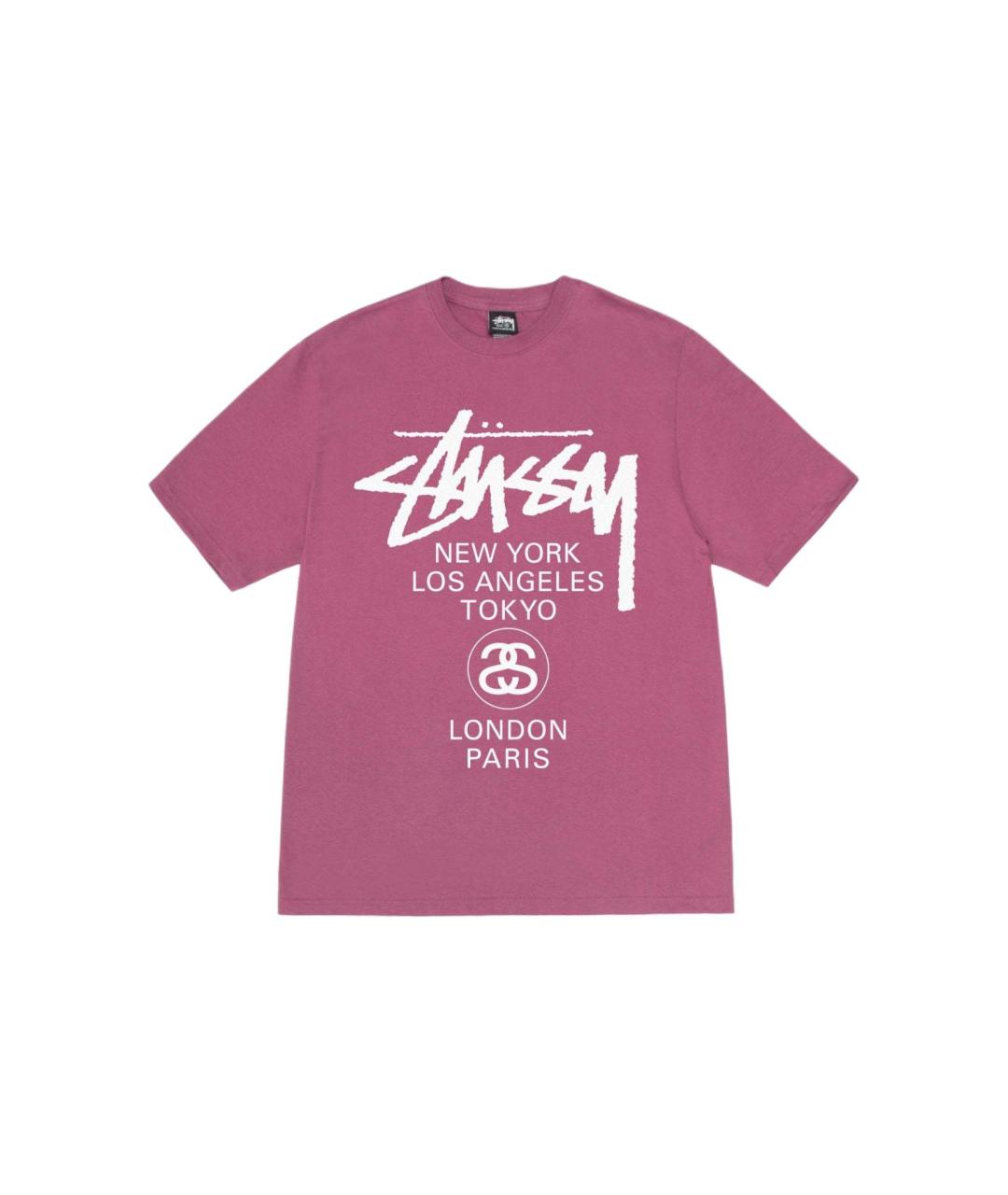 STUSSY Фиолетовая хлопковая футболка, фото 1