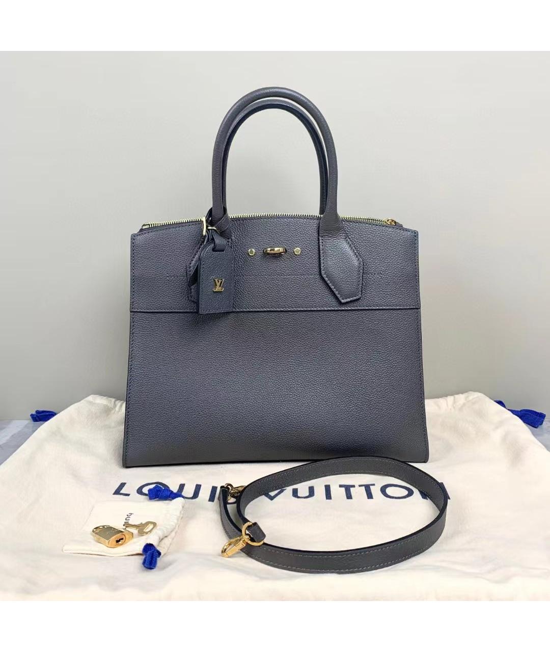 LOUIS VUITTON Серая кожаная сумка через плечо, фото 5