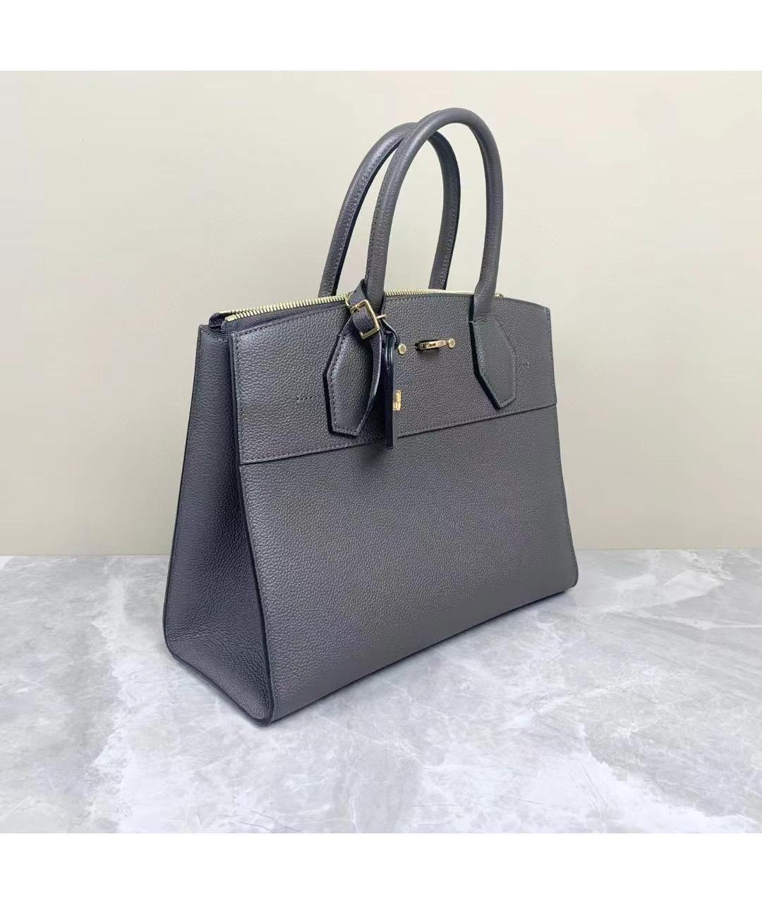 LOUIS VUITTON Серая кожаная сумка через плечо, фото 4