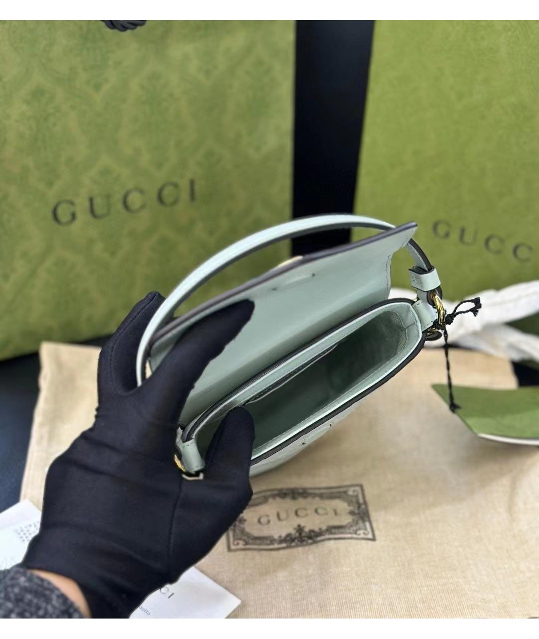 GUCCI Зеленая кожаная сумка через плечо, фото 6