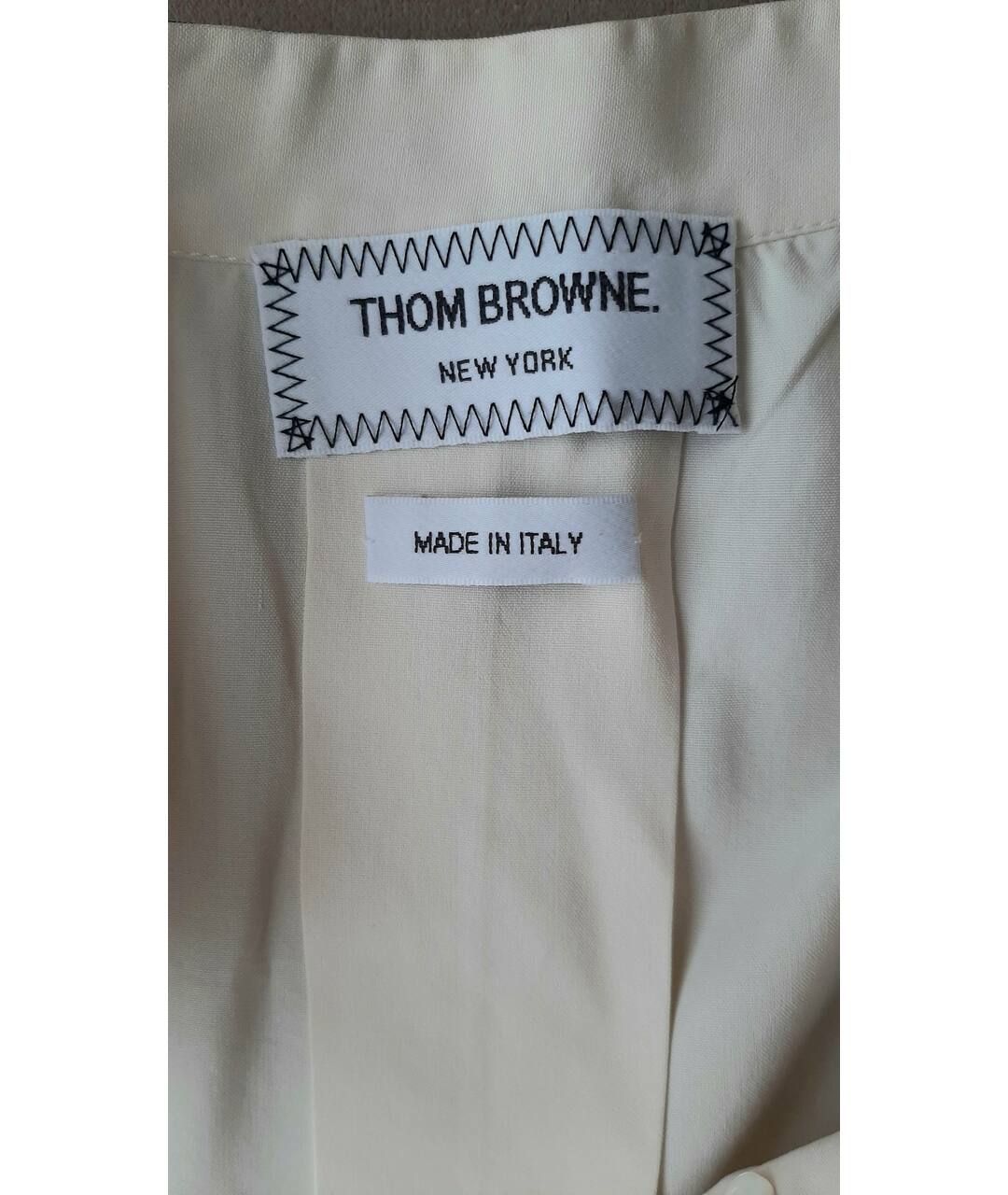 THOM BROWNE Бежевая шелковая рубашка, фото 4