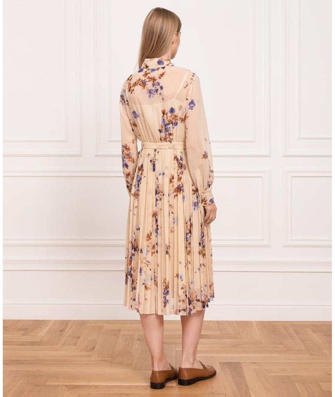 MAX MARA Бежевое вискозное повседневное платье, фото 2