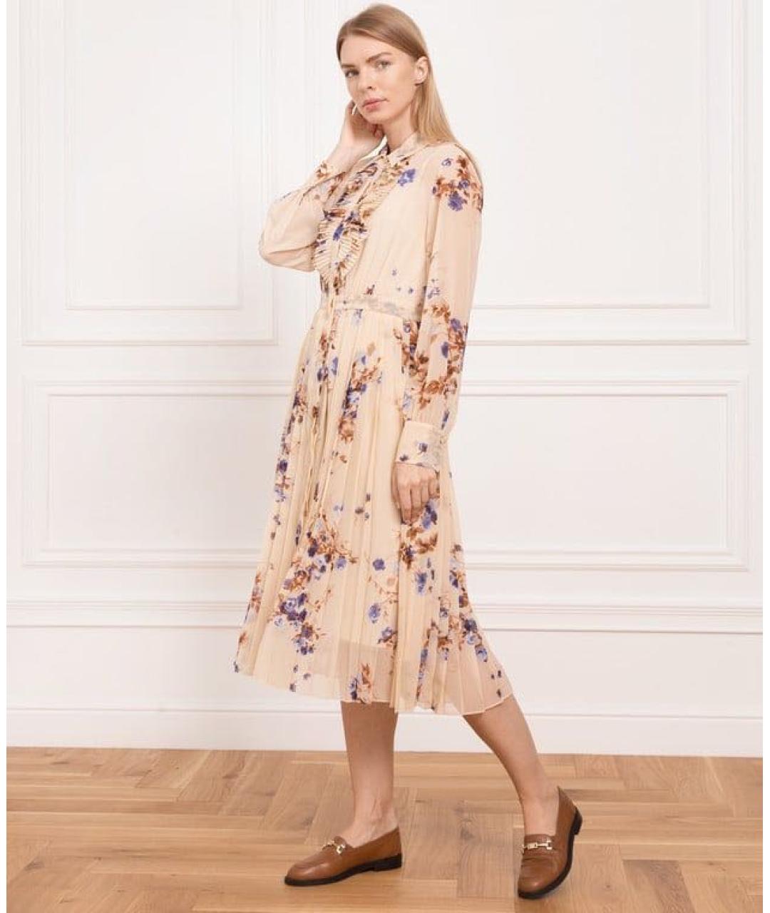 MAX MARA Бежевое вискозное повседневное платье, фото 3