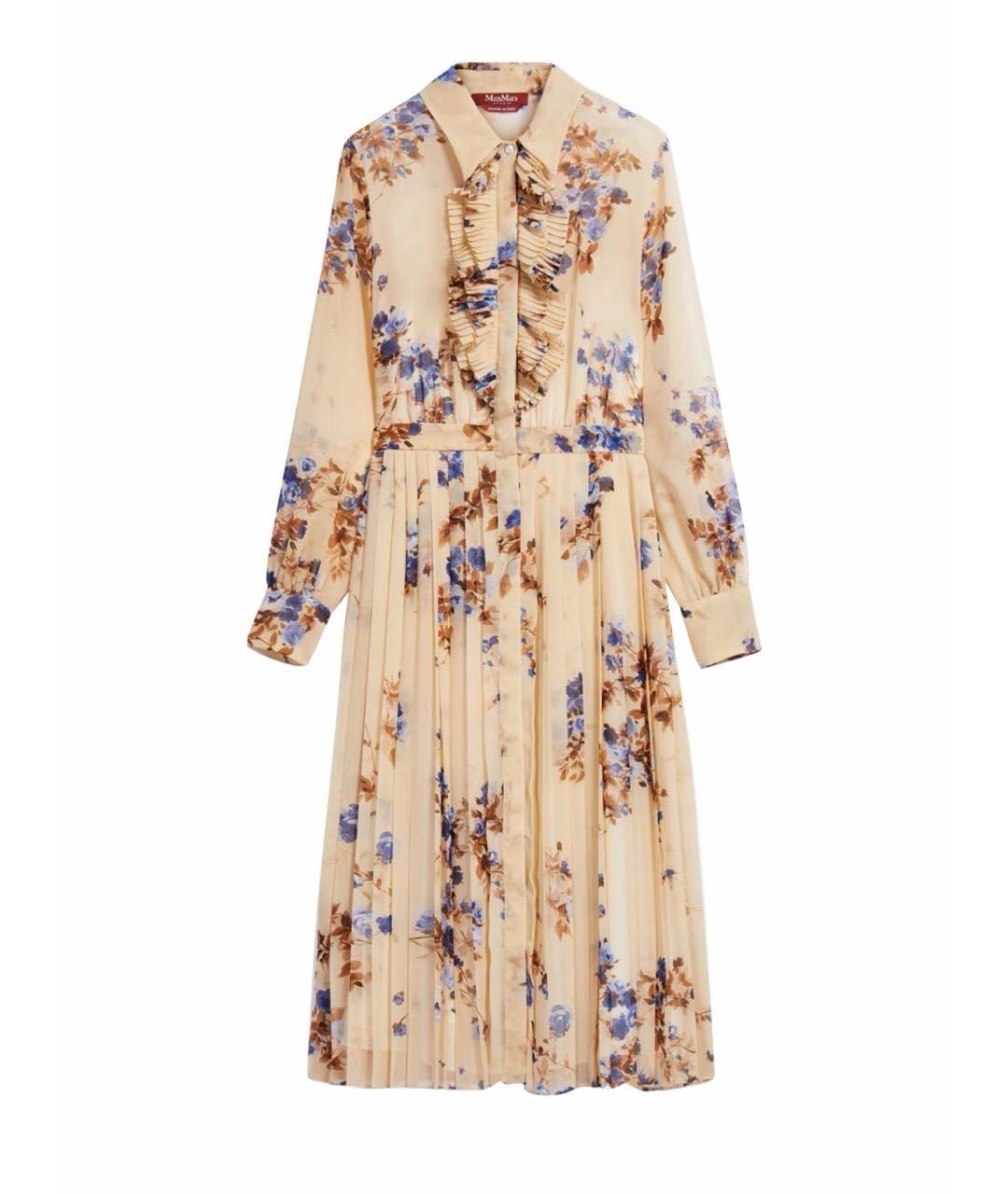 MAX MARA Бежевое вискозное повседневное платье, фото 1