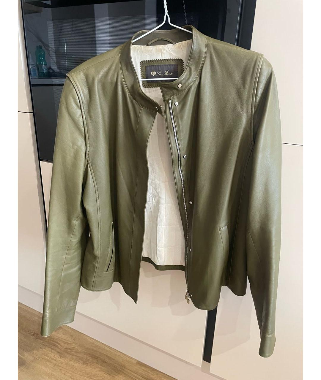 LORO PIANA Хаки кожаная куртка, фото 4