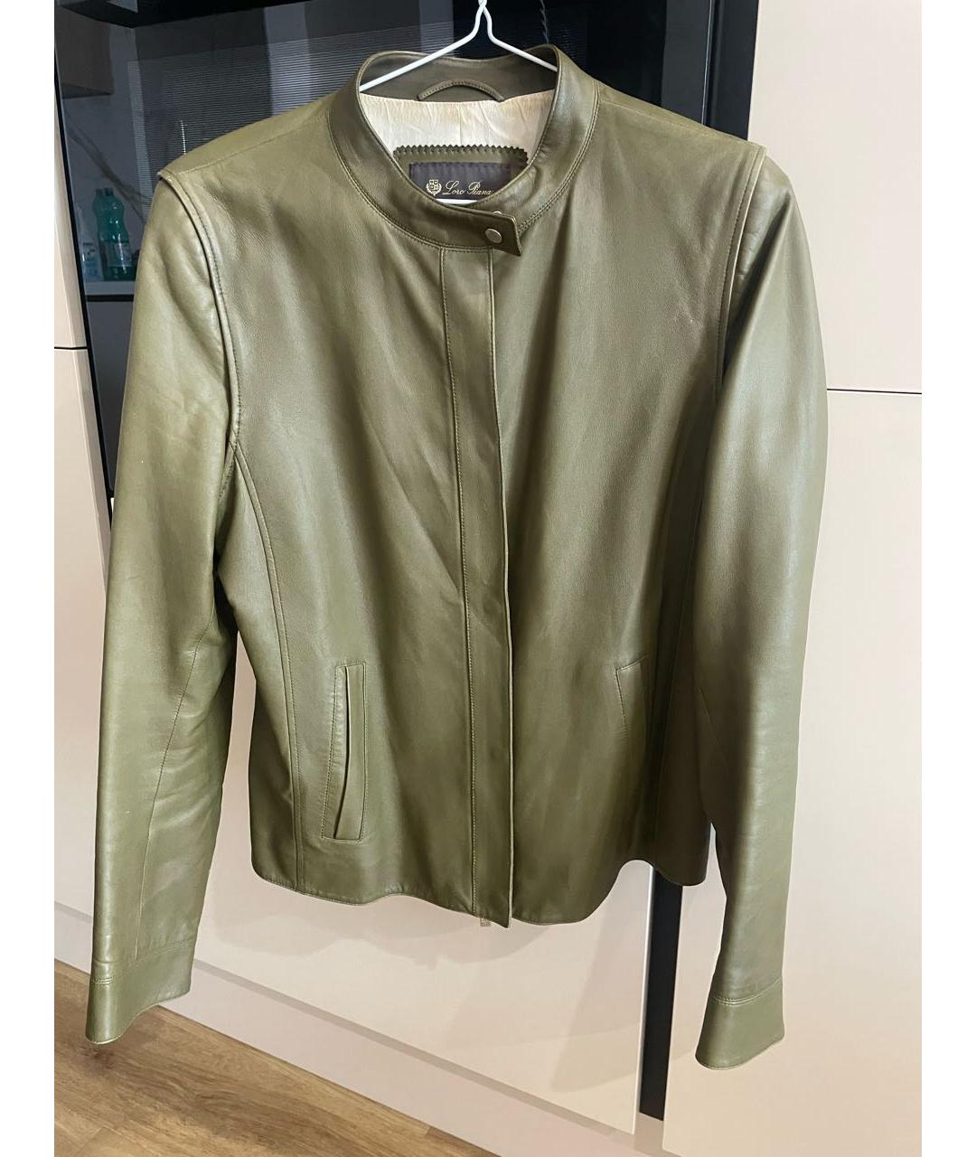 LORO PIANA Хаки кожаная куртка, фото 6
