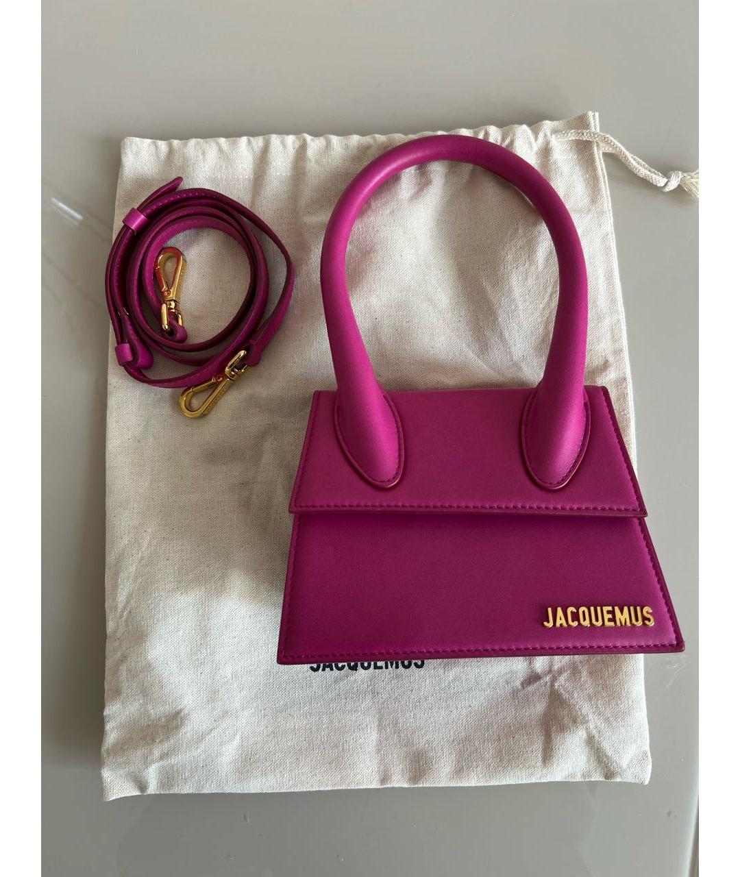 JACQUEMUS Фуксия кожаная сумка с короткими ручками, фото 5
