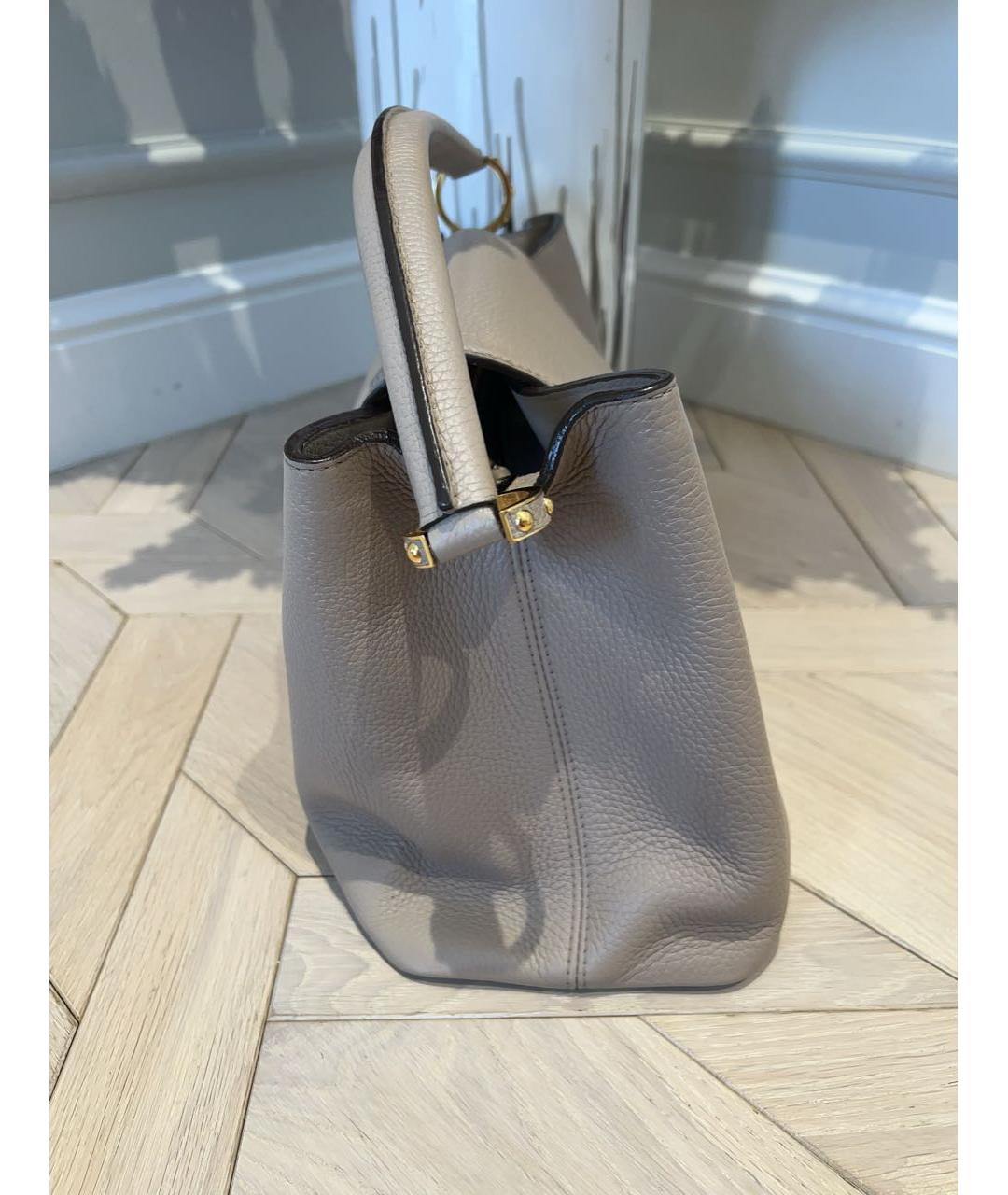 LOUIS VUITTON Бежевая кожаная сумка с короткими ручками, фото 2