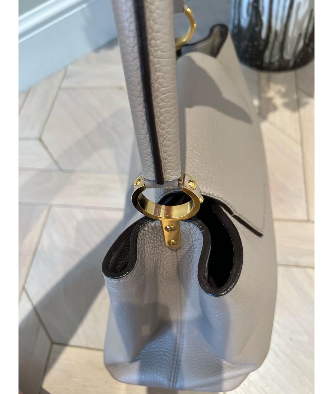 LOUIS VUITTON Бежевая кожаная сумка с короткими ручками, фото 8