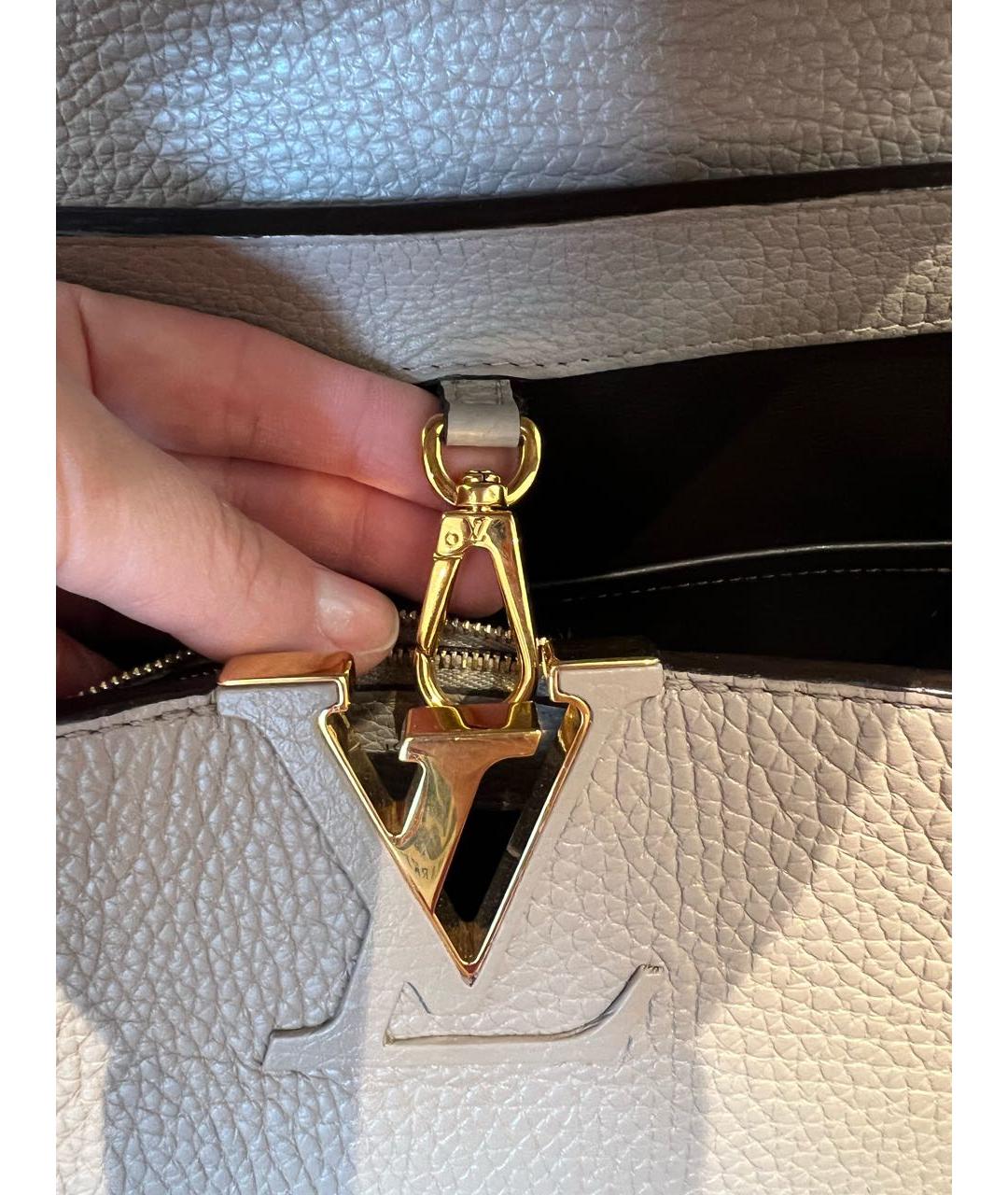 LOUIS VUITTON Бежевая кожаная сумка с короткими ручками, фото 4