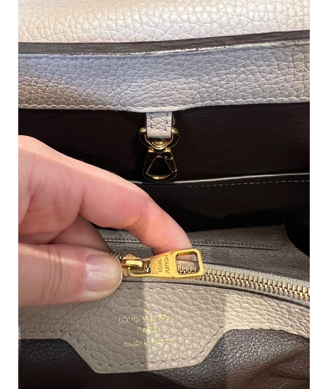 LOUIS VUITTON Бежевая кожаная сумка с короткими ручками, фото 5