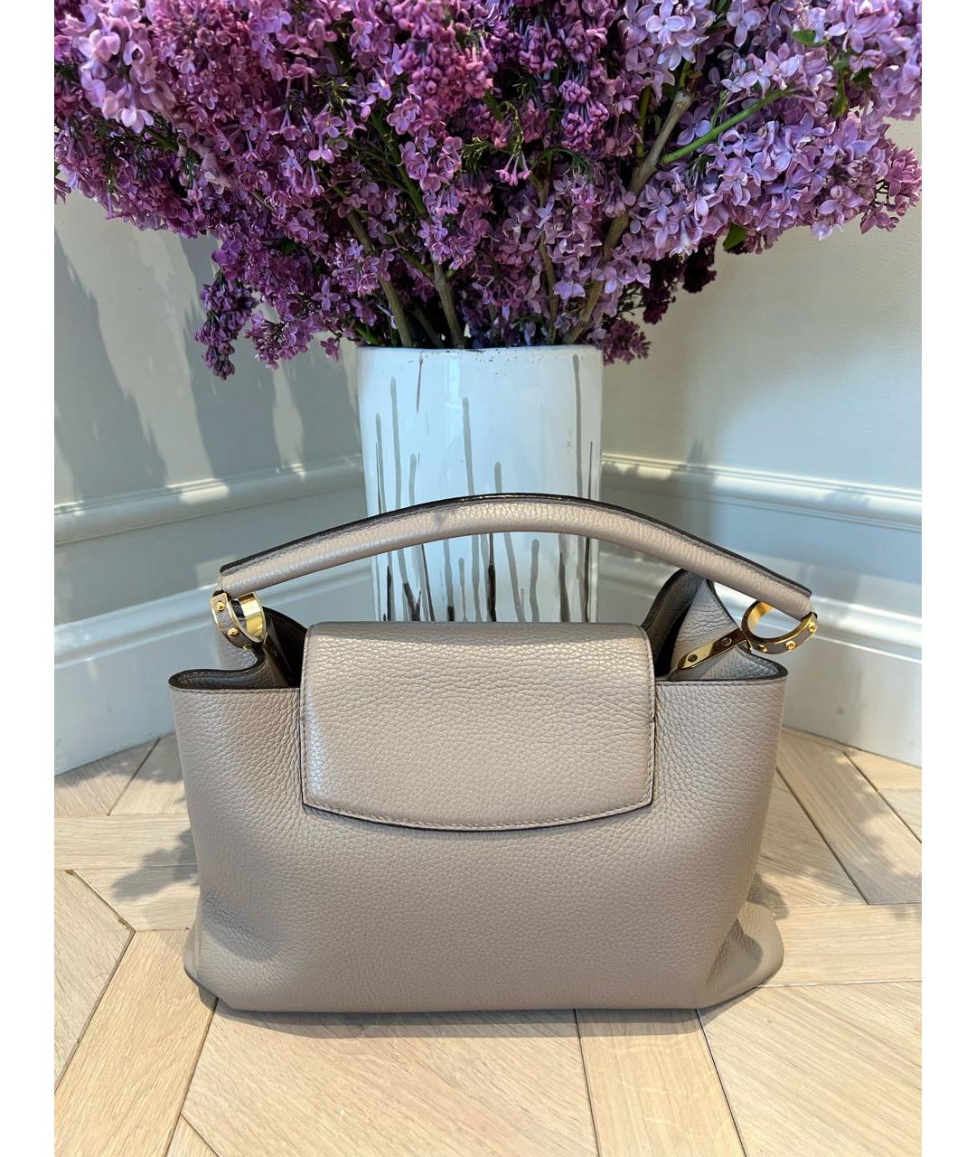 LOUIS VUITTON Бежевая кожаная сумка с короткими ручками, фото 3