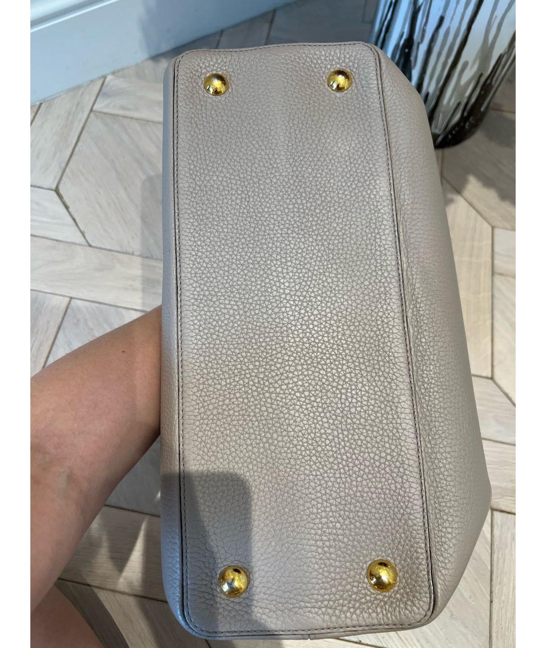 LOUIS VUITTON Бежевая кожаная сумка с короткими ручками, фото 6
