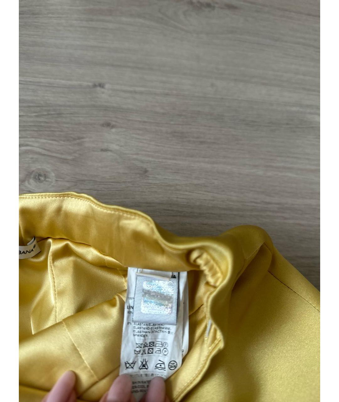 DOLCE&GABBANA Желтая полиэстеровая юбка, фото 5
