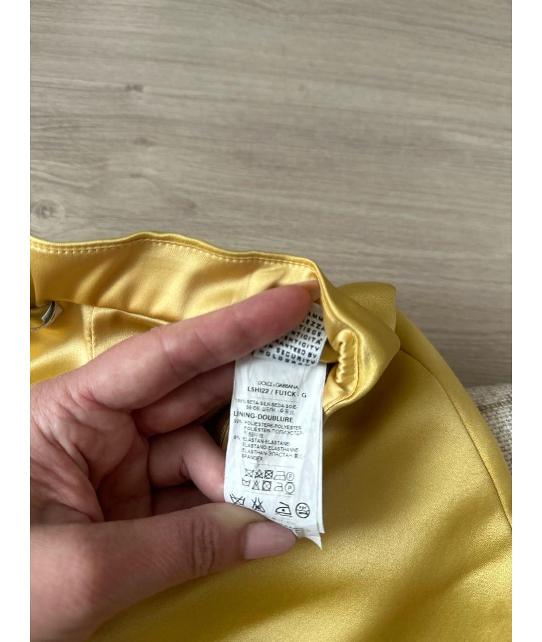 DOLCE&GABBANA Желтая полиэстеровая юбка, фото 7