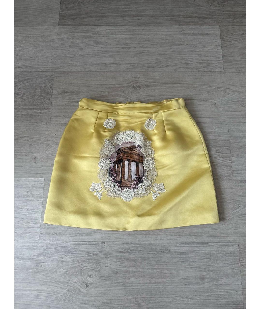 DOLCE&GABBANA Желтая полиэстеровая юбка, фото 8
