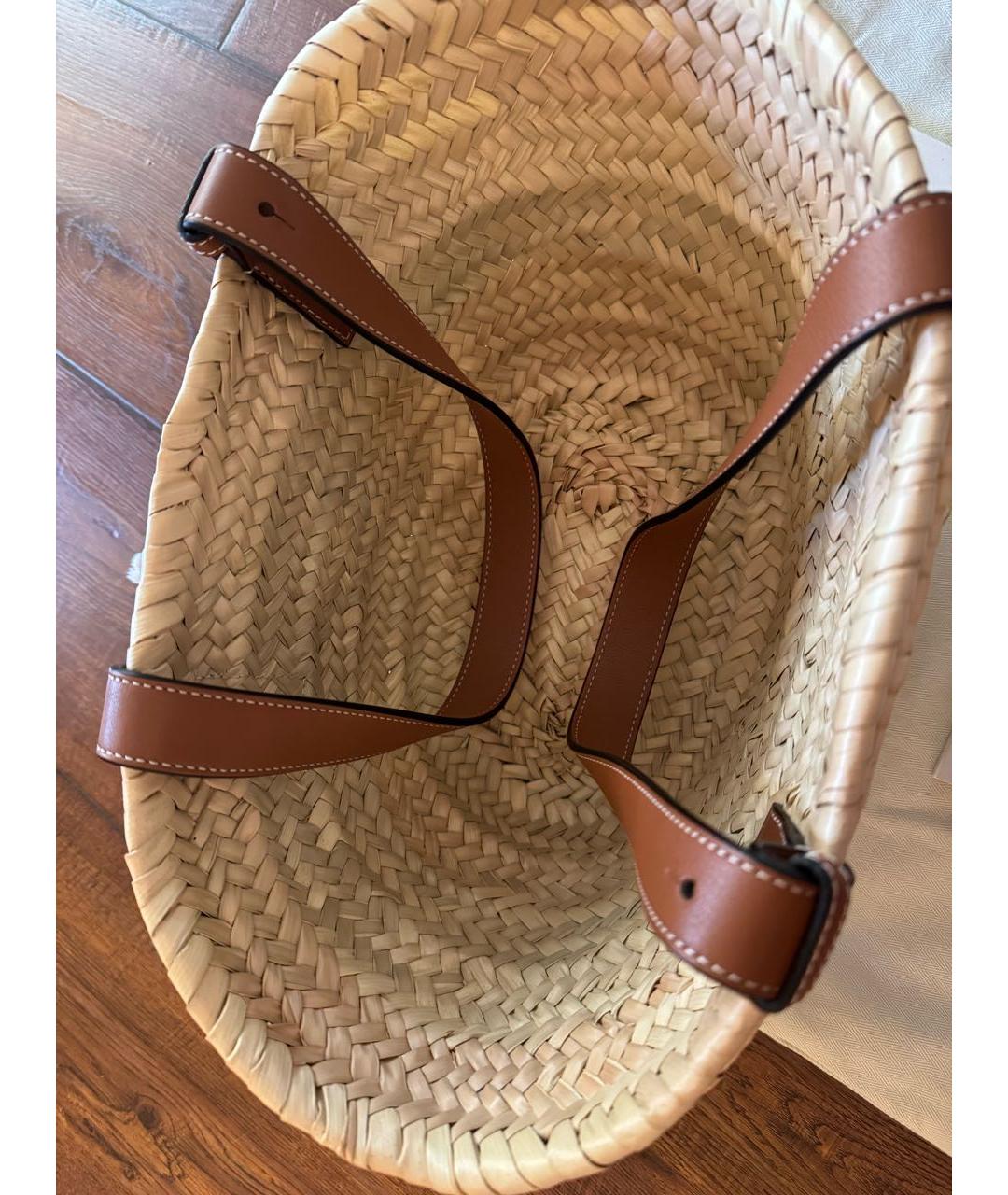 LOEWE Бежевая пелетеная пляжная сумка, фото 4