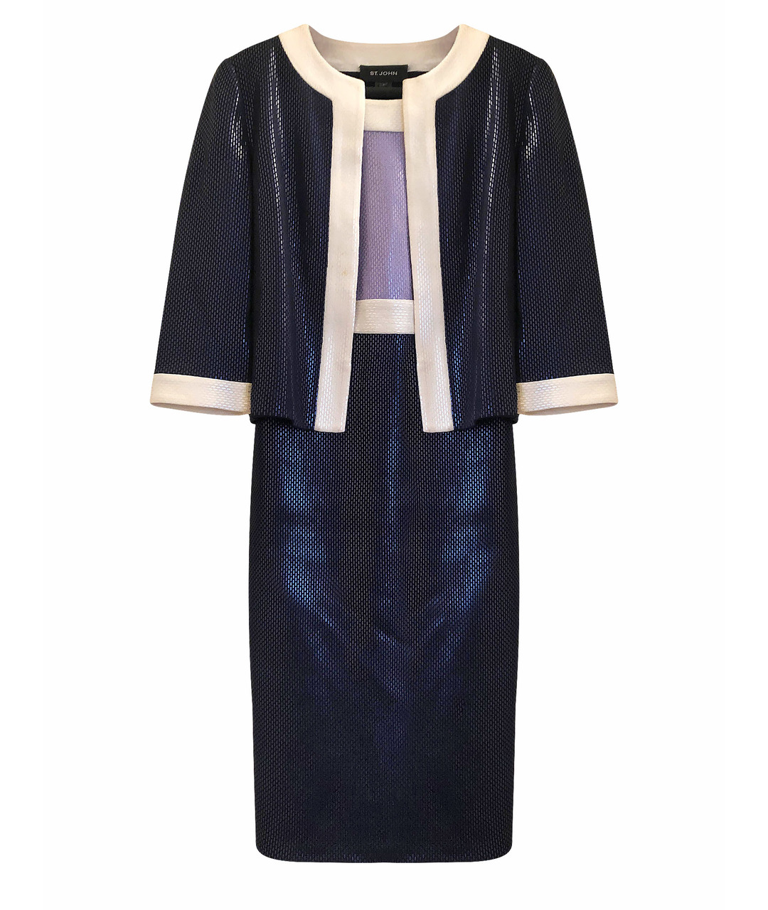 ST. JOHN Темно-синее шерстяное коктейльное платье, фото 1