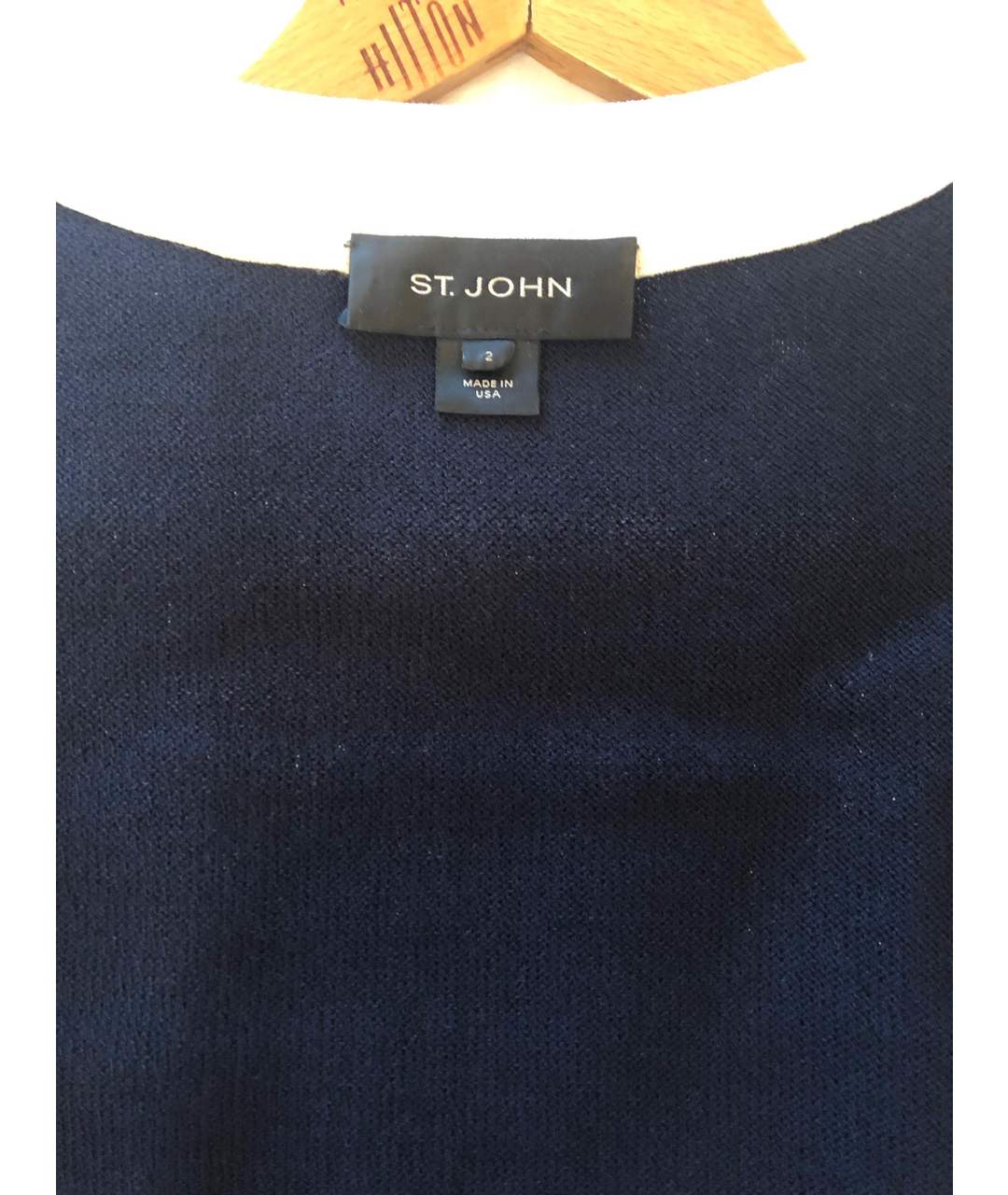 ST. JOHN Темно-синее шерстяное коктейльное платье, фото 3