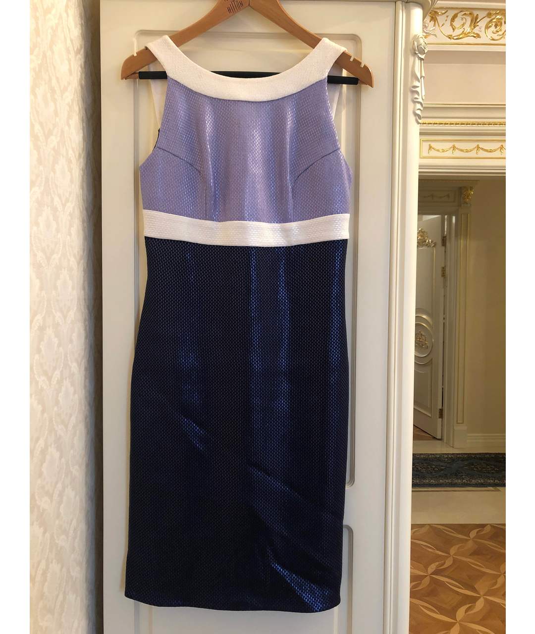 ST. JOHN Темно-синее шерстяное коктейльное платье, фото 5