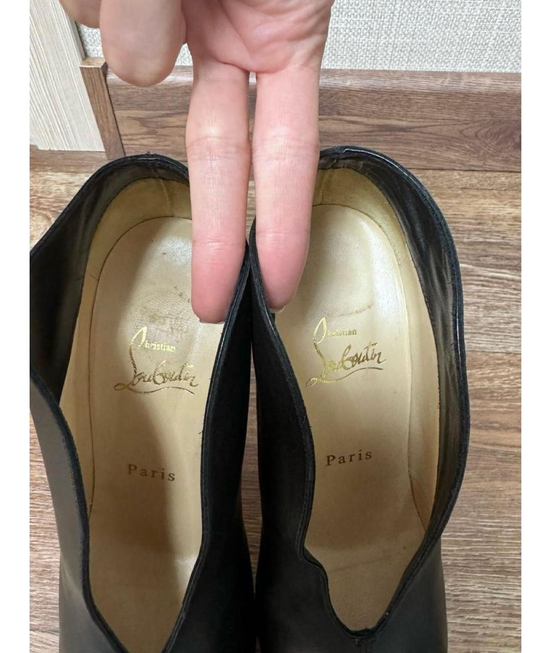 CHRISTIAN LOUBOUTIN Черные кожаные туфли, фото 4