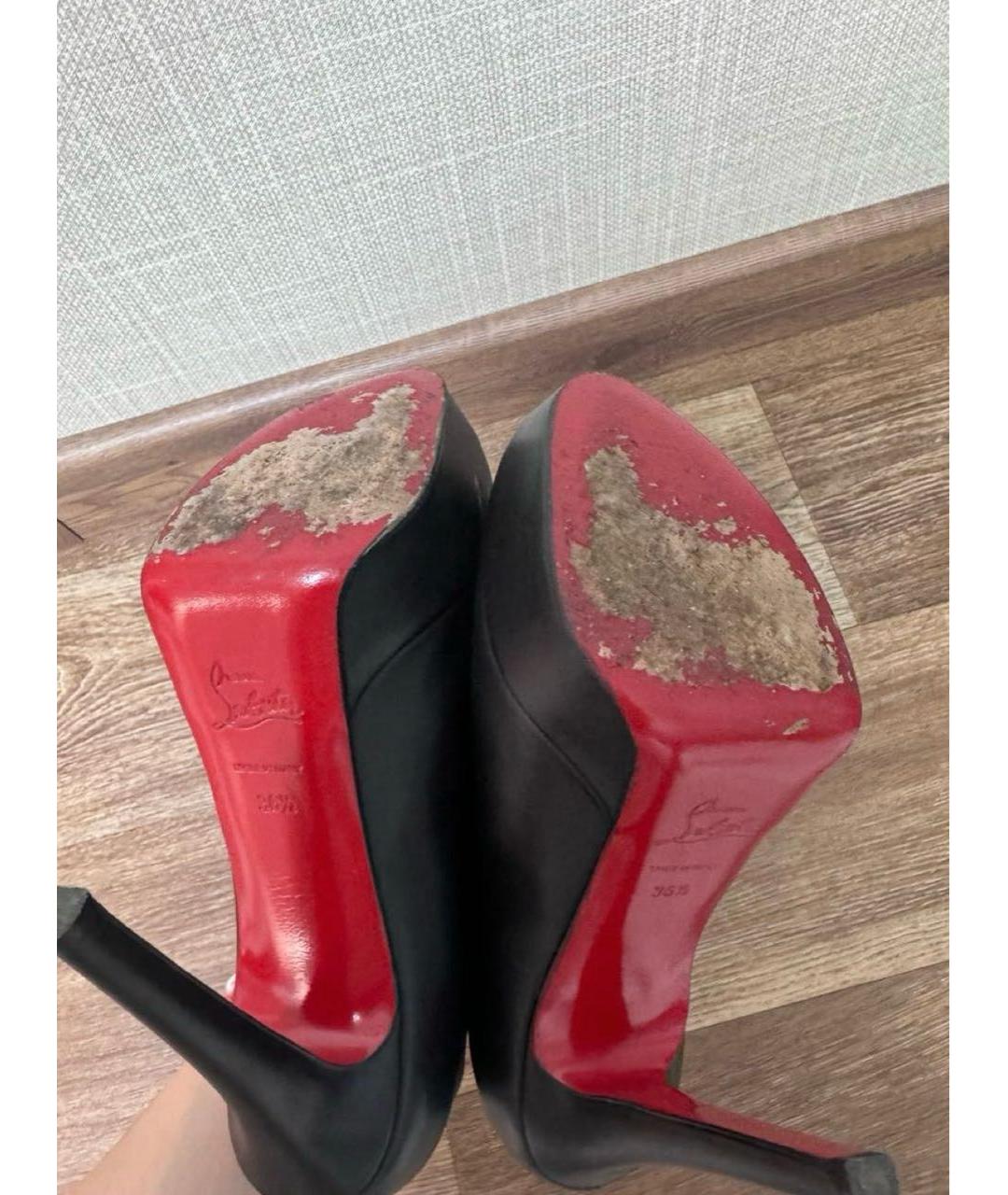 CHRISTIAN LOUBOUTIN Черные кожаные туфли, фото 5