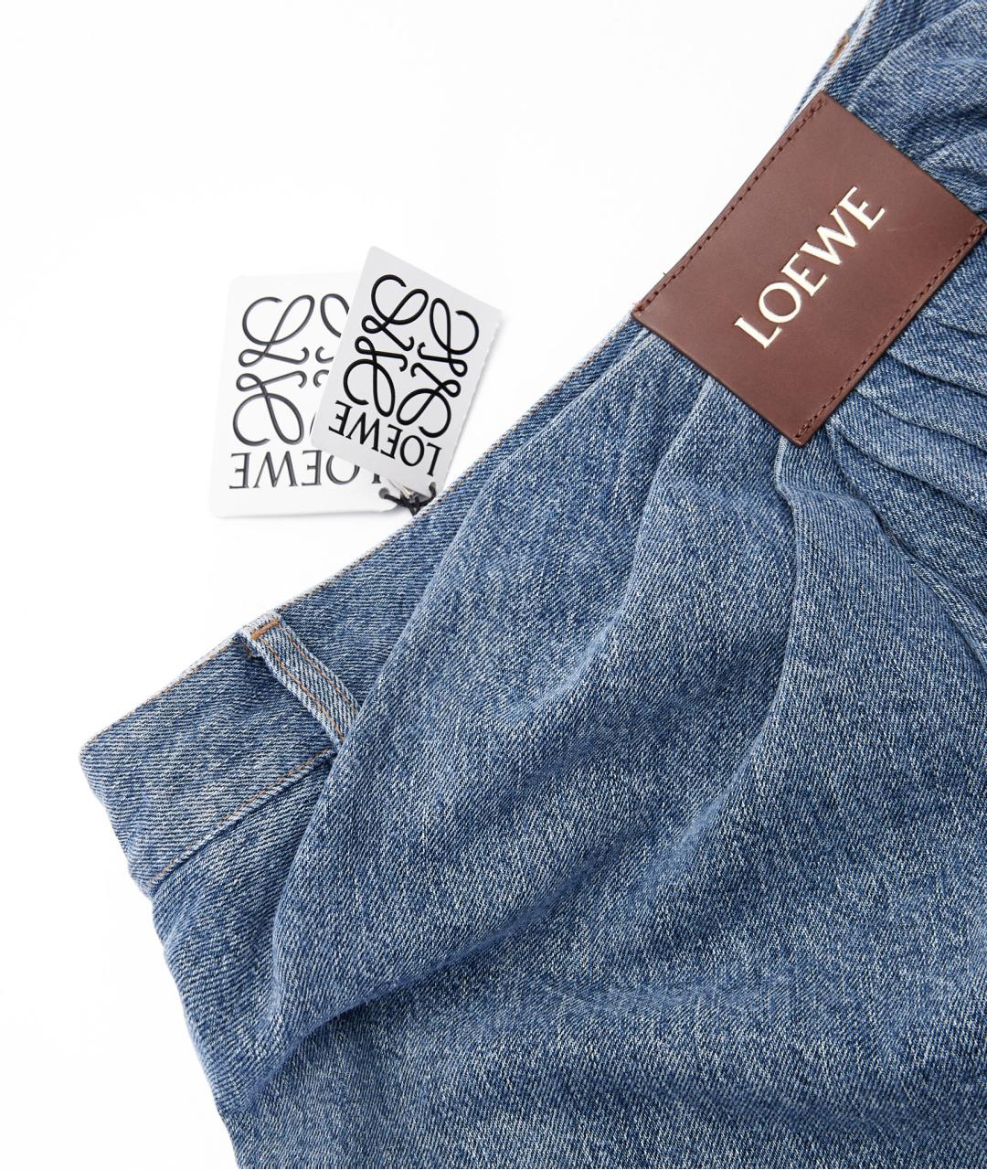LOEWE Синие хлопко-полиэстеровые прямые джинсы, фото 7