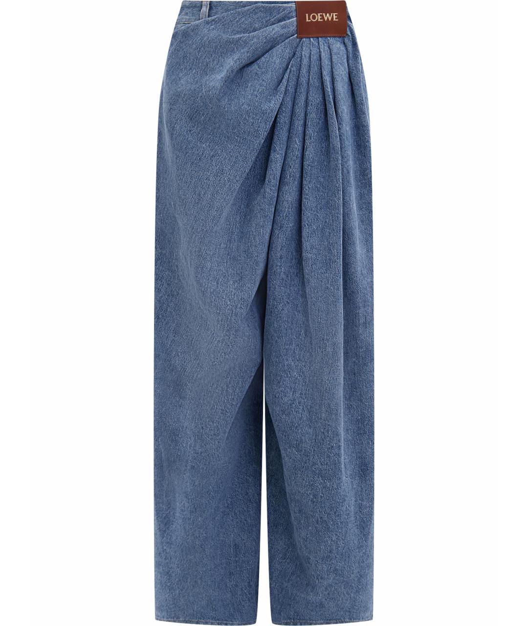 LOEWE Синие хлопко-полиэстеровые прямые джинсы, фото 1